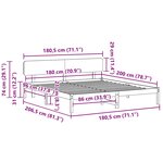 vidaXL Cadre de lit Brun cire 180 x 200 cm Bois massif en pin