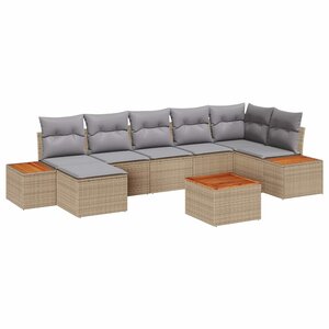 vidaXL Ensemble de canapé de jardin 8 Pièces Beige Poly rotin