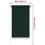 vidaXL Store roulant d'extérieur 80x140 cm Vert foncé PEHD