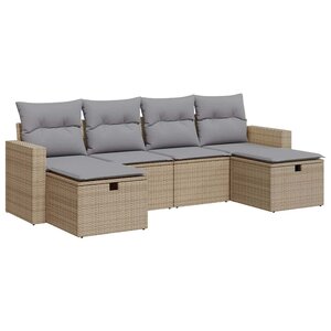 vidaXL Salon de jardin avec coussins 6 Pièces beige résine tressée