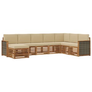 vidaXL Ensemble de canapés d'extérieur avec coussin 6 Pièces Naturel