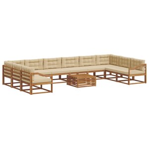 vidaXL Ensemble de canapés d'extérieur 11 Pièces Naturel et Beige