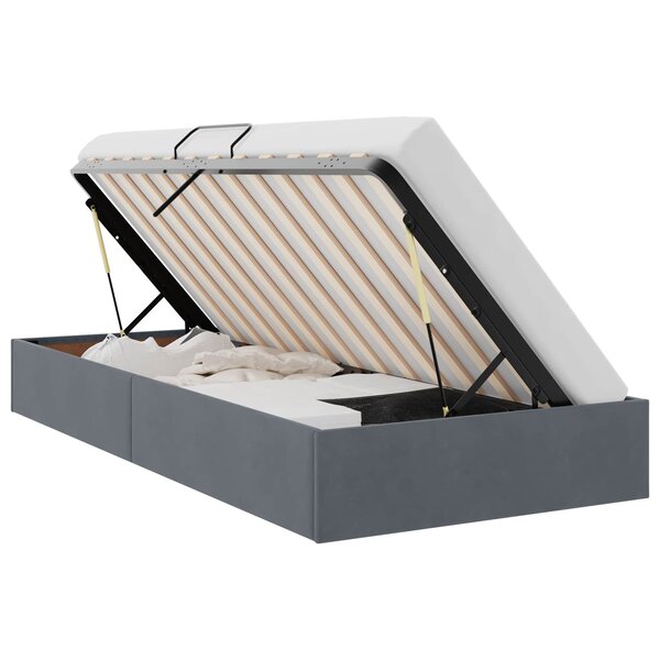 vidaXL Cadre de lit ottoman Gris foncé 90 x 200 cm Velours