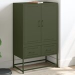 vidaXL Buffet haut vert olive 68x39x111 5 cm acier laminé à froid