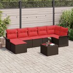 vidaXL Ensemble de canapé de jardin 8 Pièces Marron Poly rotin