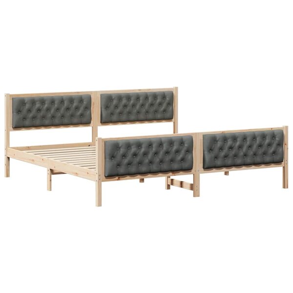 vidaXL Cadre de lit Gris foncé 200 x 200 cm Pin massif