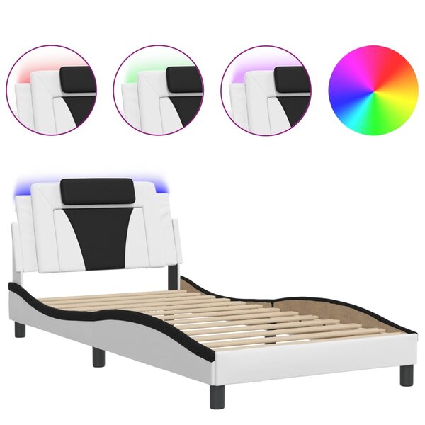 vidaXL Cadre de lit Viana avec LED sans matelas blanc et noir 100x200 cm