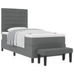 vidaXL Lit à ressorts avec matelas Gris foncé 90 x 200 cm tissu