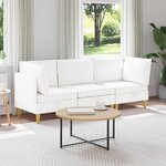 vidaXL Canapé modulaire avec rangement 3 Pièces Blanc Tissu