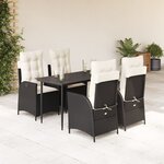 vidaXL Ensemble à manger de jardin coussins 5Pièces Noir Résine tressée