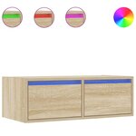 vidaXL Meuble TV avec lumières LED chêne sonoma 75x35 5x25 cm