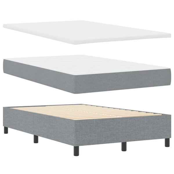 vidaXL Lit avec Sommier et Banc Gris Clair 120x200 cm Tissu
