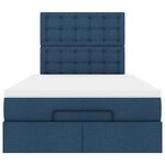 vidaXL Cadre de lit ottoman avec matelas bleu 120x190 cm tissu