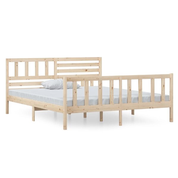 vidaXL Cadre de lit 135x190 cm Double Bois massif