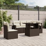 vidaXL Salon de jardin avec coussins 6 Pièces marron résine tressée