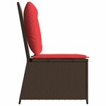 vidaXL Canapé de jardin avec coussin Marron et rouge polyrotin