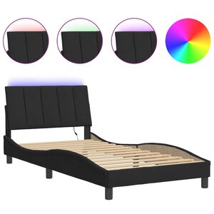 vidaXL Cadre de lit avec LED sans matelas Hanko noir 100x200 cm velours