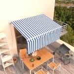 vidaXL Auvent manuel rétractable avec store 3x2 5 m Bleu et blanc
