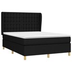 vidaXL Sommier à lattes de lit avec matelas Noir 140x190 cm Tissu