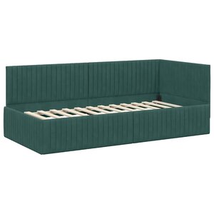 vidaXL Cadre de lit d'angle Vert foncé 90 cm x 200 cm tissu