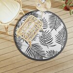 vidaXL Tapis d'extérieur blanc et noir Ø120 cm PP