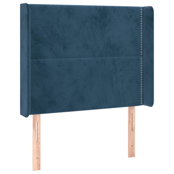 vidaXL Tête de lit avec oreilles Bleu foncé 103x16x118/128 cm Velours