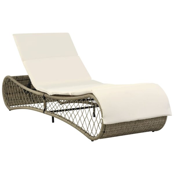 vidaXL Chaise longue avec coussin Résine tressée Gris