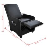 vidaXL Fauteuil de massage Noir Similicuir