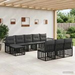vidaXL Ensemble de canapés d'extérieur 9 Pièces Noir et Gris foncé