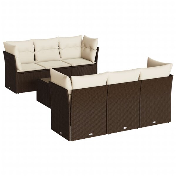 vidaXL Salon de jardin avec coussins 7 Pièces marron résine tressée