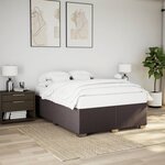 vidaXL Cadre de lit sans matelas marron foncé 140x190 cm tissu