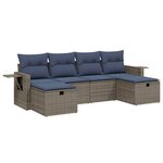 vidaXL Salon de jardin 6 Pièces avec coussins gris résine tressée