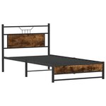 vidaXL Cadre de lit sans matelas chêne fumé 107x203 cm bois ingénierie