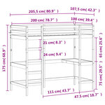 vidaXL Lit superposé avec bureau cire marron 100x200cm bois pin massif