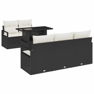 vidaXL Ensemble de canapé de jardin avec coussin 6 Pièces Noir et crème