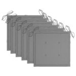 vidaXL Chaises de jardin et coussins gris lot de 6 Bois de teck massif