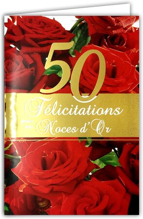 Carte Félicitations pour vos Noces d'Or 50 ans Mariage avec Enveloppe 12x17 5cm