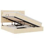 vidaXL Lit de rangement LED avec matelas Crème 160 x 200 cm Tissu