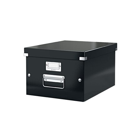 Boîte de rangement Click & Store carton , capacité 16,7 l, pour format A4 (210 x 297 mm), H. 200 mm x l. 281 mm x P. 369 mm - Noir - Montage facile par bouton pression