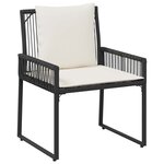 vidaXL Ensemble de meubles d'extérieur 4 Pièces Noir et blanc crème