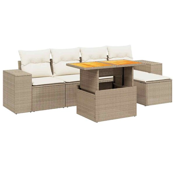 vidaXL Salon de jardin avec coussins 6 Pièces beige résine tressée