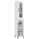 Vidaxl buffet haut blanc brillant 34 5x34x180 cm bois d'ingénierie