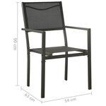 vidaXL Chaises de jardin 2 Pièces Textilène et acier Noir et anthracite