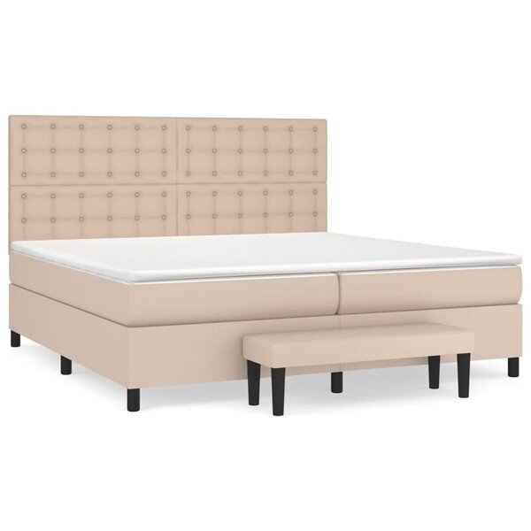 vidaXL Sommier à lattes de lit avec matelas Cappuccino 200x200 cm