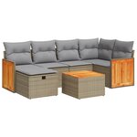vidaXL Salon de jardin avec coussins 7 Pièces beige résine tressée