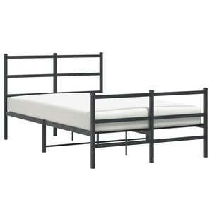 vidaXL Cadre de lit métal sans matelas avec pied de lit noir 120x200cm
