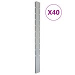 vidaXL Poteaux de clôture 40 Pièces argenté 240 cm acier galvanisé