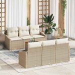 vidaXL Ensemble de canapé de jardin 7 Pièces Beige Poly rotin