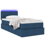 vidaXL Lit de rangement LED avec matelas Bleu 90 x 190 cm Tissu