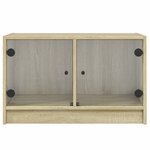 vidaXL Meuble TV avec portes en verre chêne sonoma 68x37x42 cm